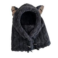 Pliažinės kepurės su pupelėmis Katės ausų kaukės Kepurės Šaliko rinkinys Atsitiktinė ausų apsaugos kepurė Unisex pilka