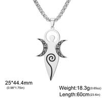 Cazador Greek Triple Moon Goddess Hecate Pendant Necklace for Women Men Stainless Steel Witchcraft Choker Amulet Jewelry Gifts white