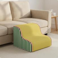 Putplasčio šuns laipteliai | Lengvai valomi, tvirti, naminių gyvūnėlių laipteliai su plaunamu užvalkalu, sofai, 2 pakopų, geltonai žali 2-step_Yellow Green beige