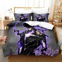 3D Spausdintas Anime Solo Leveling Patalynės Komplektas Viengulis, Dvigulis, Karališko Dydžio Antklodės Užvalkalas, Pagalvės Užvalkalas Berniukams, Mergaitėms, Suaugusiųjų Miegamajam EU single(135x200cm) black