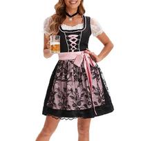 Moterų Oktoberfest kostiumas Vokiškas Bavariškas Alaus apranga Dirndl suknelė Bluzonas Prijuostė Kaspinai Juosta Helovino vakarėliui XL gray