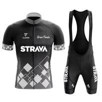 Mens Cycling Jersey Bib Shorts Set Quick-Dry Breathable Bike Wear Road Mountain Riding 4XL black