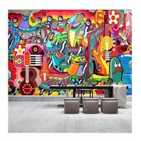 Dideli grafiti nuotraukų tapetai barui, kavinei, klubui, restoranui, pramoninio dekoro sienų tapetai 200 cm(W) x 140 cm(H) blue