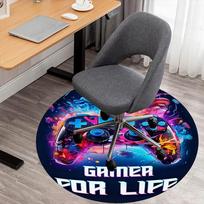 1PC Gamer Life Round Chair mat Area Rug - Non-Slip, Floor Mat for Office, Bedroom, and Indoor Decor -Gift D1127213 80cm by 80cm gray