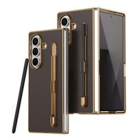 Galaxy Z Fold8 Ultra / Fold7 Fold6 Fold5 Fold4 Fold3 Shockproof Case With Stylus Slot Electroplated PC Kevlar Z Fold8 Ultra Standard Edition black