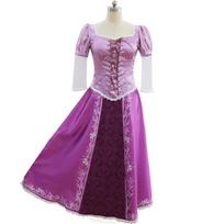 Šviesiai violetinė susivėlusi Rapunzel koso apranga su pūstomis rankovėmis ir paminkštintu dizainu Adult-S pink