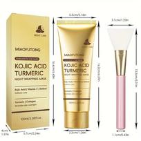 Kojic Acid Turmeric Overnight Peel Off Mask 100ml Hydrolyzed Collagen Brightening Skin Firming Korean Facial Treatment smėlis