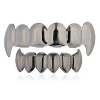 Auksiniai tuščiaviduriai iltiniai Grillz - Dantų uždengimas Helovino Cosplay'ui gray