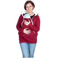 Cozy And Warm Mom's Maternity Kangaroo Hoodie Mum Dad Baby Wrap Carrier Pet Holder M raudona
