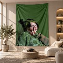 Decorative Tapestry,Billie Eilish Printed Wall Art, Lightweight Wall Hanging For Bedroom Background 100cmx150cm gray