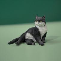 Simuliacinis katės skulptūrėlė Dervos rankdarbis Animacinis gyvūno figūrėlė Mielas storas katinas Dekoratyvinės figūrėlės Namų dekoravimo aksesuarai