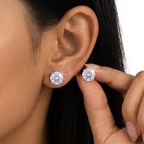 Classic Brilliant Cut Cubic Zirconia Solitaire Stud Earrings for Women Everyday Solitaire Studs Minimalist Accessories Jewelry brown