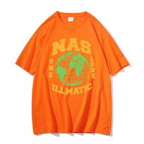 Rap Nas One Love Illmatic hiphopo vintažiniai marškinėliai Unisex madingi marškinėliai Unisex moteriški Aukštos kokybės laisvalaikio dideli Harajuku marškinėliai M orange