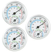 3Pcs Indoor 2 In 1 Analog Thermometer Hygrometer Aluminum Temperature Humidity Monitor Gauge Lightweight for Office Kitchen white