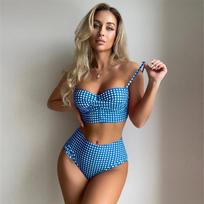 Moteriškas bikinis seksualus maudymosi kostiumėlis aukštu juosmeniu paplūdimio maudymosi kostiumėlis Push Up moteriškas vasaros maudymosi kostiumėlis L dangaus mėlyna spalva