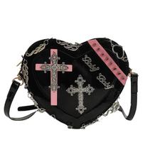 New fashion dark spice heart-shaped trendy cool shoulder bag personalized rivet punk bag cross messenger bag juoda