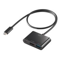 Sanwa Supply USB C tipo į HDMI adapterio stebulę (4K/PD Suderinamas/USB Pridėtas) AD-ALCPHDPD02 juoda