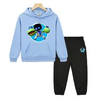 Žaidimas Astro Bot Ruduo berniukai mergaitės Sportiniai su gobtuvu komplektai anime džemperis su gobtuvu Vilnos džemperis Animacinis megztinis striukės vaikų drabužių parduotuvė 140 šviesiai mėlyna spalva