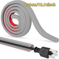 2M/3M Arc Anti-extrusion Floor Cord Cover Self-Adhesive Power Extension Wiring Duct Cable Protector Home Wire Organizer gray