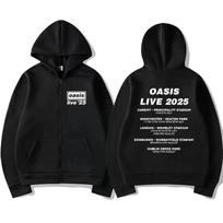 OASIS Live 25 Tour vintage Hoodie Men's Women Fleece harajuku Coat Zip Up Jacket Autumn Winter Fashion Sweatshirts M black