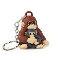 Monkey Holding Plush Toy Keychain 3D Printed Baby Monkey Hanging Keychain Cute Animal Bag Charm for Keys Backpack brown