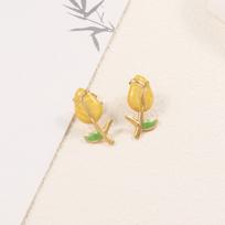 Tulip Summer Drip Oil Earrings - Simple French Design in Stainless Steel, Available in Four Colors. Stud Earrings geltona