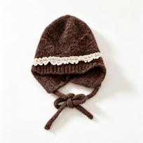 Earflap Earflap Bonnet Tie Closure Baby Beanie Cap Durable Lace Trim Hat  Girls kava