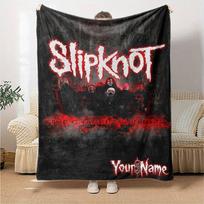 Name Custom Slipknot Print Flannel Blanket High Quality Warm Comfortable Cover for All Seasons Perfect for Gifts Home Decor 80cm x 120cm black