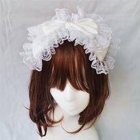 Lolita Retor Aksesuarai Didelė Nėriniuota Kaspinė Galvos Juosta Saldus Plaukų Lankelis Cosplay Galvos Apdangalas Mergaitėms Dovana balta