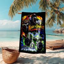 Beach Towel with Monster Jam Pattern - soft,absorbent,machine washable Lightweight&Modern,swimming,Travel Essentials 70cmx140cm(27x55inch) black