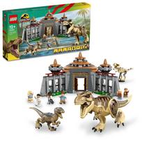 LEGO Juros pasaulio lankytojų centras: Žaislų kaladėlės „T-Rex“ ir „Raptor“ invazija, mergaitėms, 12, 13, 14, pradinės mokyklos mokinės, dinozauras, gyvūnas, 76961 gray
