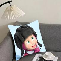 Cartoon M-Masha And The B-Bears Cushion Cover Reversible Plush Pillow Cover – For car, sofa, bedroom, perfect as a gift. 24x24Inch