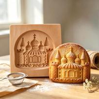 Medinis imbierinių ir sviestinių sausainių formelė pjaustytuvas Castle 10*10*2, ~120g