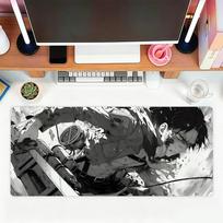 Anime A-Attack On Titan Levi pelės kilimėlis biurui, žaidimams ir klaviatūroms, neslystantis, didelis, atsparus vandeniui 40cmx90cm