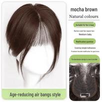 Women's Clip-In Hair Topper: Real Hair Volume Boost, Fluffy, Invisible Coverage for Gray Hair with Bangs gray