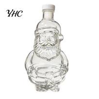 Santa Claus Drink Container Whiskey Decanter for Liquor Storage, 320ml Christmas Glass Wine Decorations Home Bottle, Decorative Holiday Bar And Party white