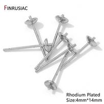 14K Gold Plated Brass Earring Stud Base Blank Post Ear Studs Tray Earplug For Pearl DIY Earring Making Accessories 10 pieces white