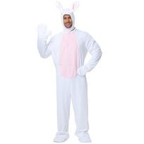 Plush Rabbit Costume Halloween Performance Stage Play Unisex Comfortable Animal Outfit XS To XL M white