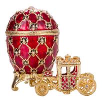 Faberge stiliaus imperatoriškasis karūnavimo kiaušinis, papuošalų dėžutė su vežimu