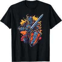 Medieval Knight Armor Sword Shield Dragon Vintage Graphic T-Shirt XXXXXL įvairiaspalvis
