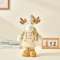 Norse Style Telescopic Leg Santa, Snowman & Reindeer Ornaments - Ideal for Christmas Decor & Gifts beige