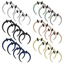 14G 16G Stainless Steel Septum Pinchers Horseshoes Rings Buffalo Taper with O-Rings Nose Pincher Septum Diameter 8mm 10mm 12mm 1.6x10mm rožinio aukso spalvos