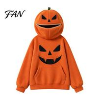 Moliūgo veido apranga moterims, Oversize Helovino Hoodie, Rudens ilgomis rankovėmis su gobtuvu šventinio vakarėlio drabužis su kišene, Jack-O'-Lantern kostiumas S B orange