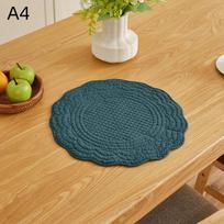 1Pcs 38Cm Table Mats Cotton Fabric With Microfiber Filling Quilted Placemats Washable Round Placemats For Table A4 gray