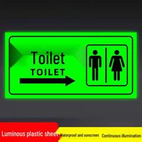 Šviečiantis tualeto krypties ženklas vyrams ir moterims - Naktį šviečiantis vonios indikatorius Restroom Right - Luminous ABS Board - 10x20cm black