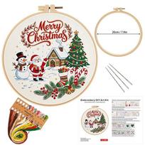 Santa Claus Cross Stitch Set Handmade DIY Embroidery Kit Christmas Embroidery Kit  Adults 20cm StyleJ beige