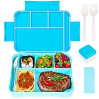 Bento Lunch Box for Kids Adult Student Bento Boxes Lunch Containers 4 Compartment Toddler Bento Containers for School or Daycare 5&1 mėlyna