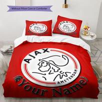 AFC Ajax Custom Name Pattern Bedding,Quilt Set Quilt Cover Pillowcase Home Birthday Gift(1 * duvet cover + 2 * pillowcase, without core) 135x200cm white
