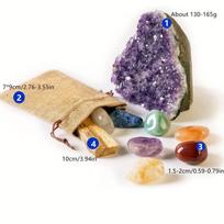 Natūralaus ametisto kristalų rinkinys, Amethyst 110-130g SET