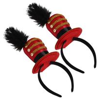 Fascinatoriai Lankelis Mini Cilindriukas Cirko Vedėjas Mažas Plaukų Lankelis Naujų Metų Helovino Karnavalo Kostiumas Liūtų Dresuotojo Galvos Apdangalas 2Pcs raudona
